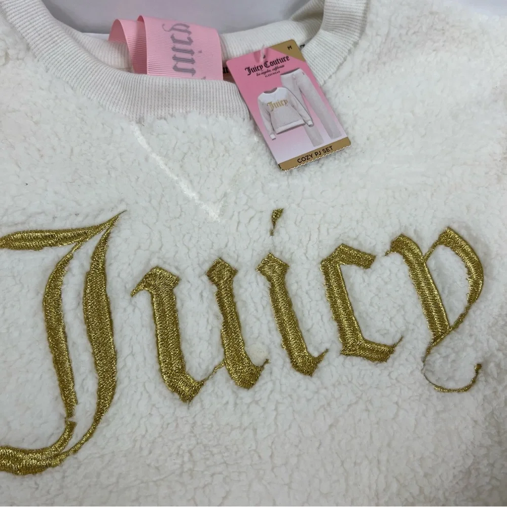 Juicy Couture Cozy White and Gold PJ Set